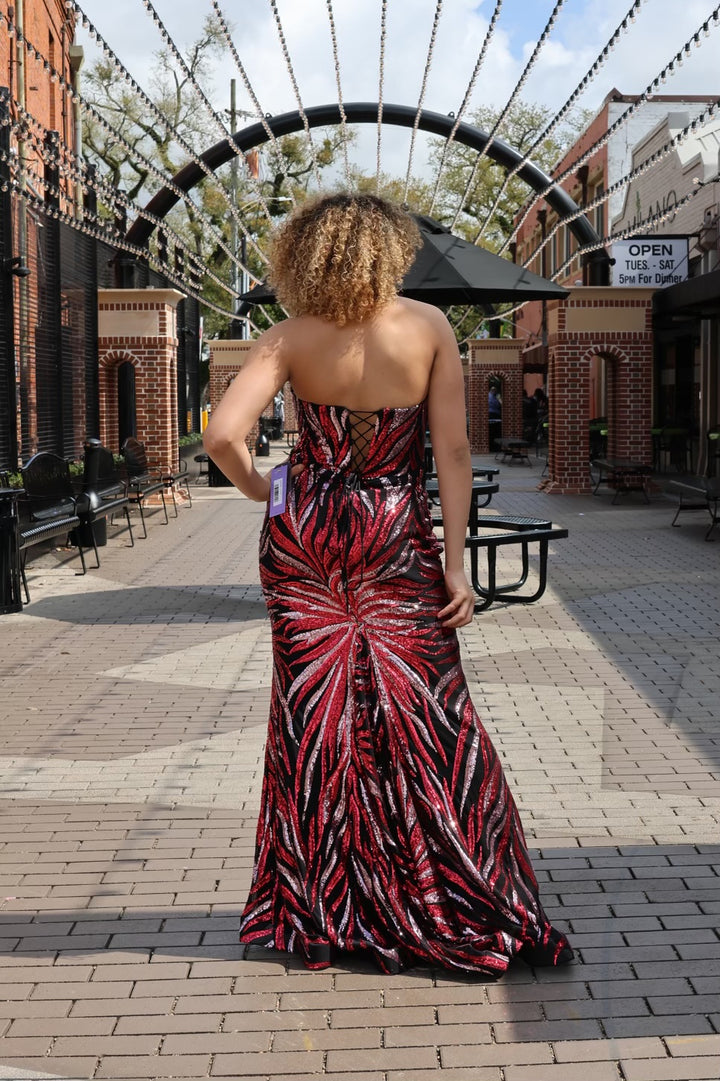 Kloe Strapless Sequin Printed Mermaid Gown-Formal Gowns-17 young dress-Shop with Bloom West Boutique, Women's Fashion Boutique, Located in Houma, Louisiana