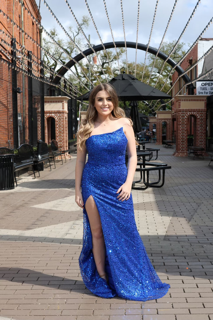 Carmella Fitted A-Symetrical Sequin Gown-Formal Gowns-cinderella by divine-Shop with Bloom West Boutique, Women's Fashion Boutique, Located in Houma, Louisiana