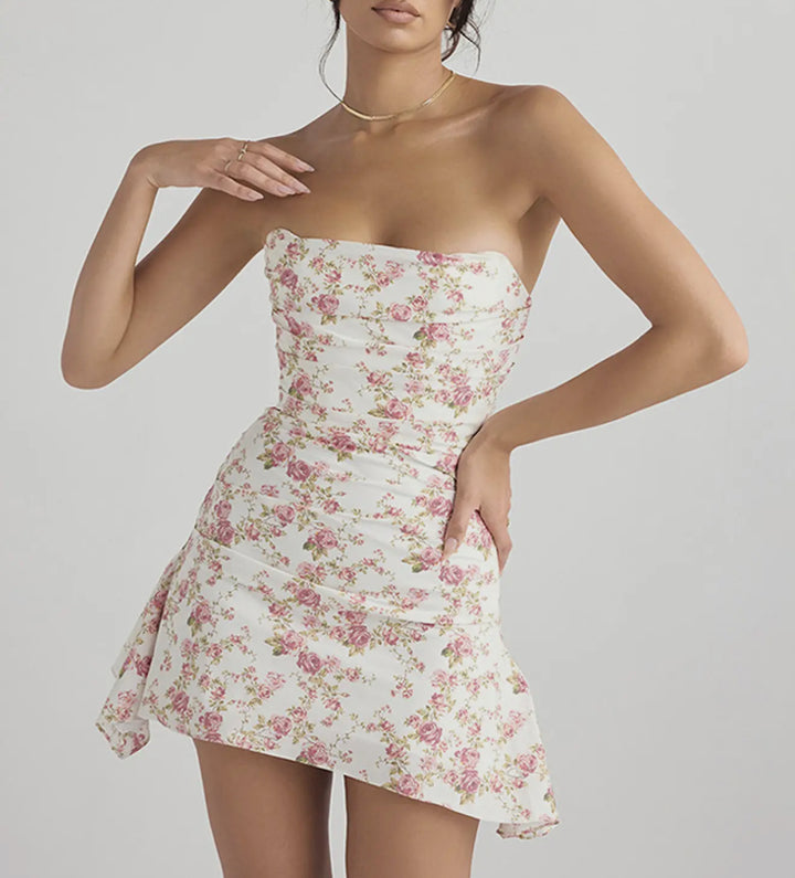 Laura Corset Floral Mini Dress-Mini Dresses-Hidden Brand-Shop with Bloom West Boutique, Women's Fashion Boutique, Located in Houma, Louisiana