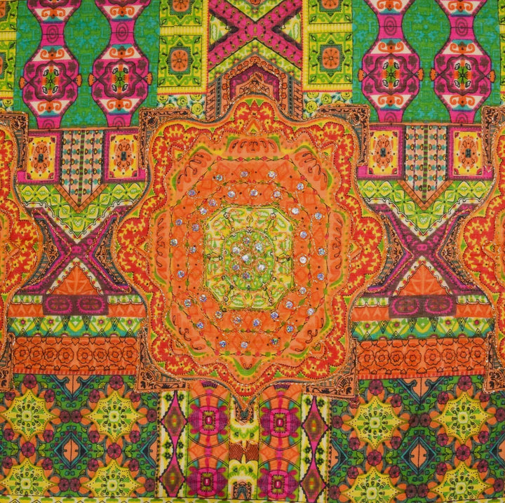 Orange Metallic Embroidered Cotton Sarong-Cover Ups-Dalfiya-Shop with Bloom West Boutique, Women's Fashion Boutique, Located in Houma, Louisiana