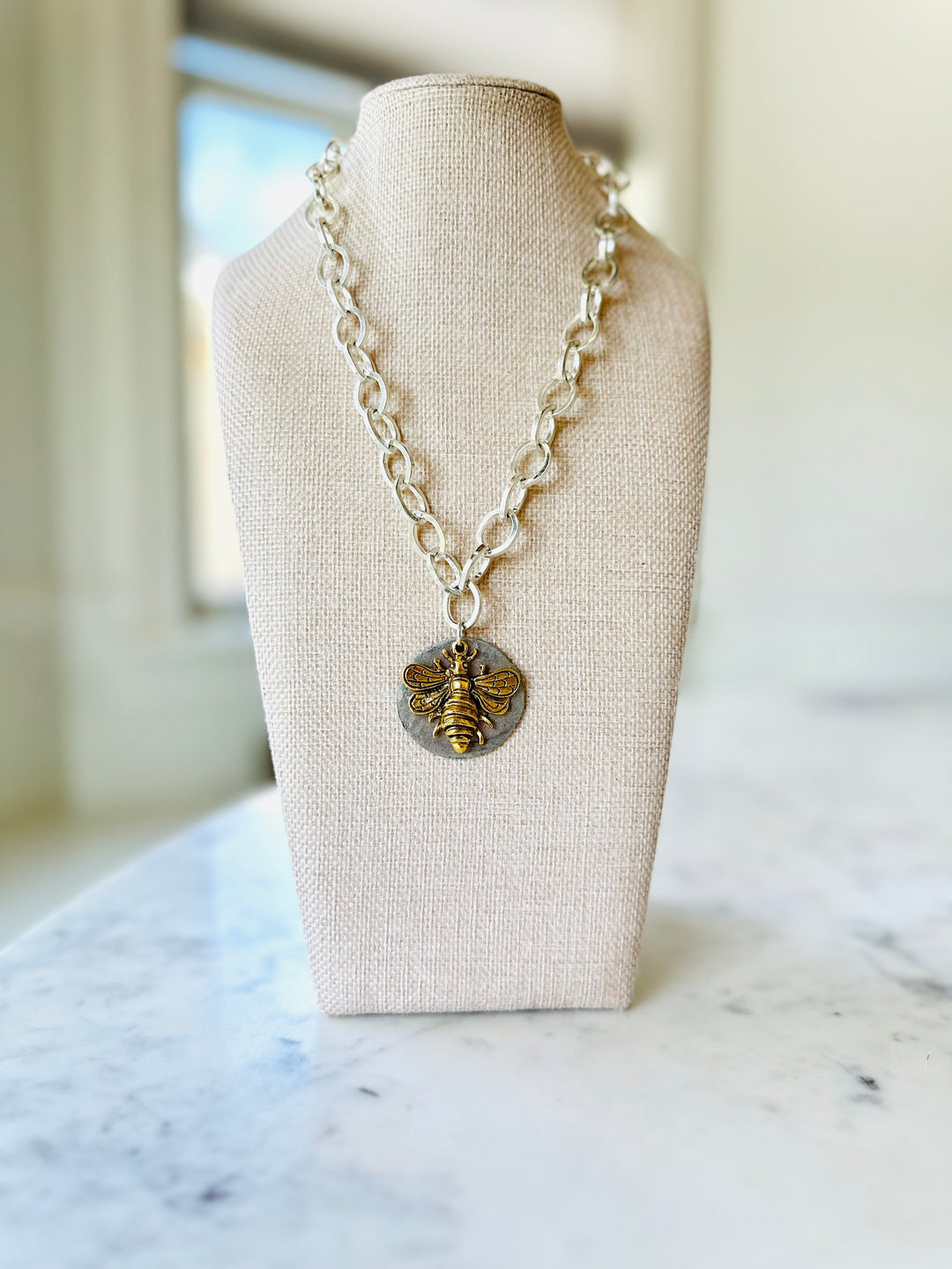 Gold Plated Pewter Bee Necklace-Necklaces-Lula n Lee-Shop with Bloom West Boutique, Women's Fashion Boutique, Located in Houma, Louisiana