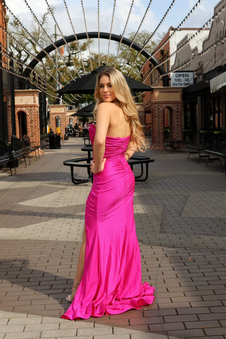 Calin Strapless Glitter Stretch Gown W/Gloves-Formal Gowns-cinderella by divine-Shop with Bloom West Boutique, Women's Fashion Boutique, Located in Houma, Louisiana