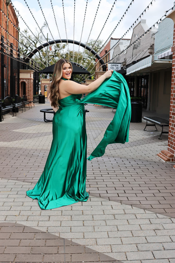 Kailey Halter Satin Gown-Formal Gowns-17 young dress-Shop with Bloom West Boutique, Women's Fashion Boutique, Located in Houma, Louisiana