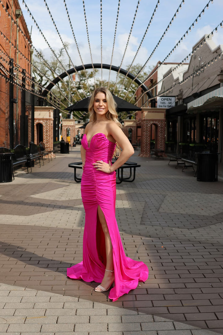 Calin Strapless Glitter Stretch Gown W/Gloves-Formal Gowns-cinderella by divine-Shop with Bloom West Boutique, Women's Fashion Boutique, Located in Houma, Louisiana