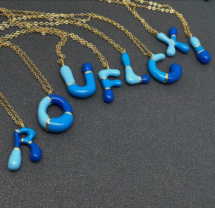 Bright Enamel Initial Bubble Charm Necklace-Necklaces-Mio Queens-Shop with Bloom West Boutique, Women's Fashion Boutique, Located in Houma, Louisiana