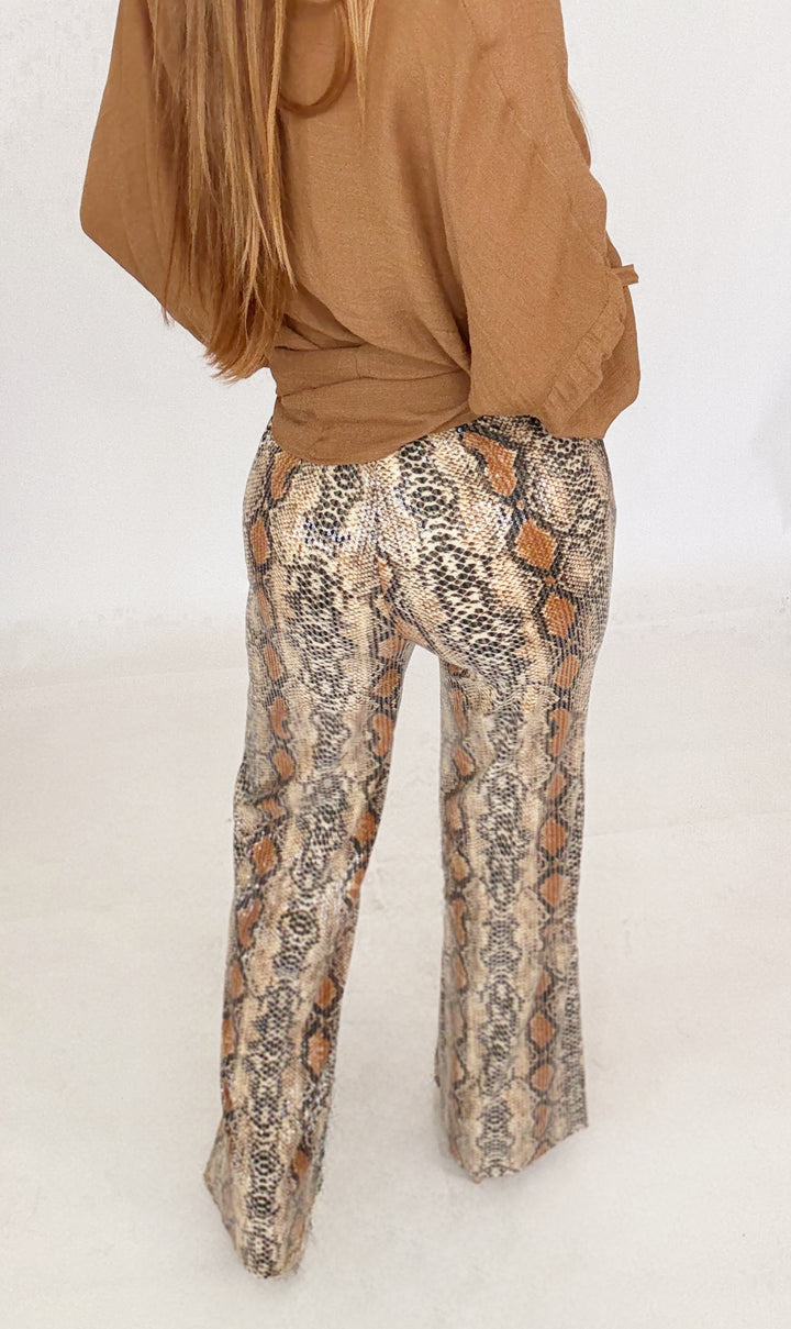 Bronzed Boa Python Pants-Pants-skies are blue-Shop with Bloom West Boutique, Women's Fashion Boutique, Located in Houma, Louisiana