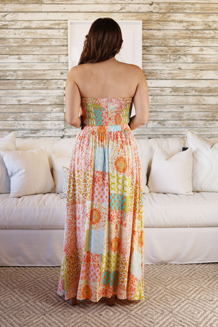 Romy Tube Smocked Top & High Waist Maxi Skirt Set-Maxi Dresses-Aakaa-Shop with Bloom West Boutique, Women's Fashion Boutique, Located in Houma, Louisiana