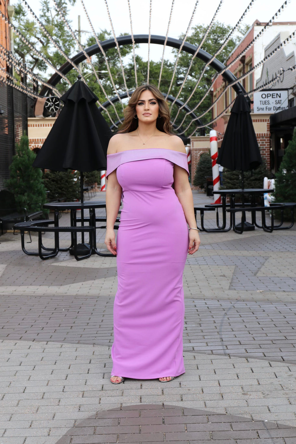 Dalphine Two Tone Off Shoulder Maxi Dress With Ribbon-Formal Gowns-symphony-Shop with Bloom West Boutique, Women's Fashion Boutique, Located in Houma, Louisiana