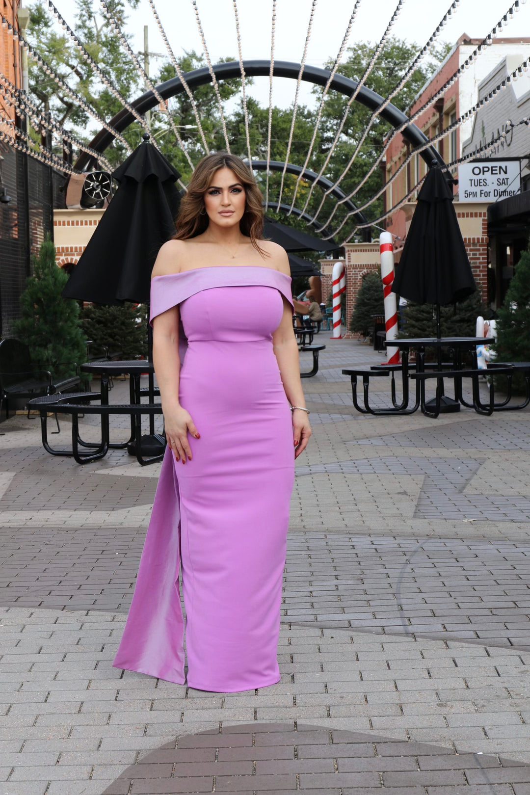 Dalphine Two Tone Off Shoulder Maxi Dress With Ribbon-Formal Gowns-symphony-Shop with Bloom West Boutique, Women's Fashion Boutique, Located in Houma, Louisiana