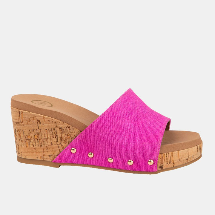 Blair Slide Wedge – Colorful Denim Crisscross Sandal with Cork Heel-WEDGES-MODAPASSO-Shop with Bloom West Boutique, Women's Fashion Boutique, Located in Houma, Louisiana