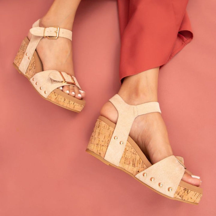 Romy Ankle Strap Wedge Sandal – Adjustable Buckle & Cork Platform in 3 Colors-WEDGES-MODAPASSO-Shop with Bloom West Boutique, Women's Fashion Boutique, Located in Houma, Louisiana