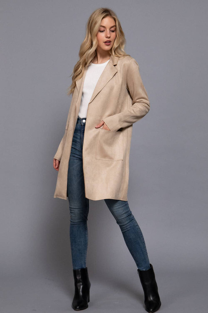 Oats Faux Suede Jacket-Jackets-Active Basic | Active USA-Shop with Bloom West Boutique, Women's Fashion Boutique, Located in Houma, Louisiana