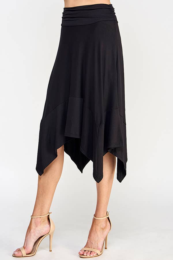 HANDKERCHIEF HEMLINE MIDI SKIRT-Skirts-Heart & Hips-Shop with Bloom West Boutique, Women's Fashion Boutique, Located in Houma, Louisiana