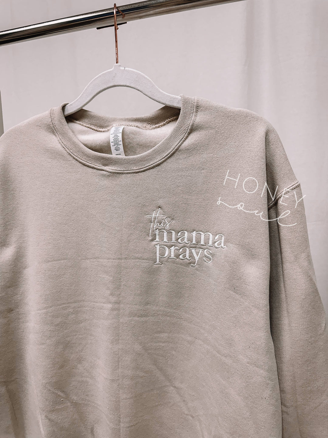 This Mama Prays Embroidered Sweatshirt-Graphic Sweaters-Honey Soul LLC-Shop with Bloom West Boutique, Women's Fashion Boutique, Located in Houma, Louisiana