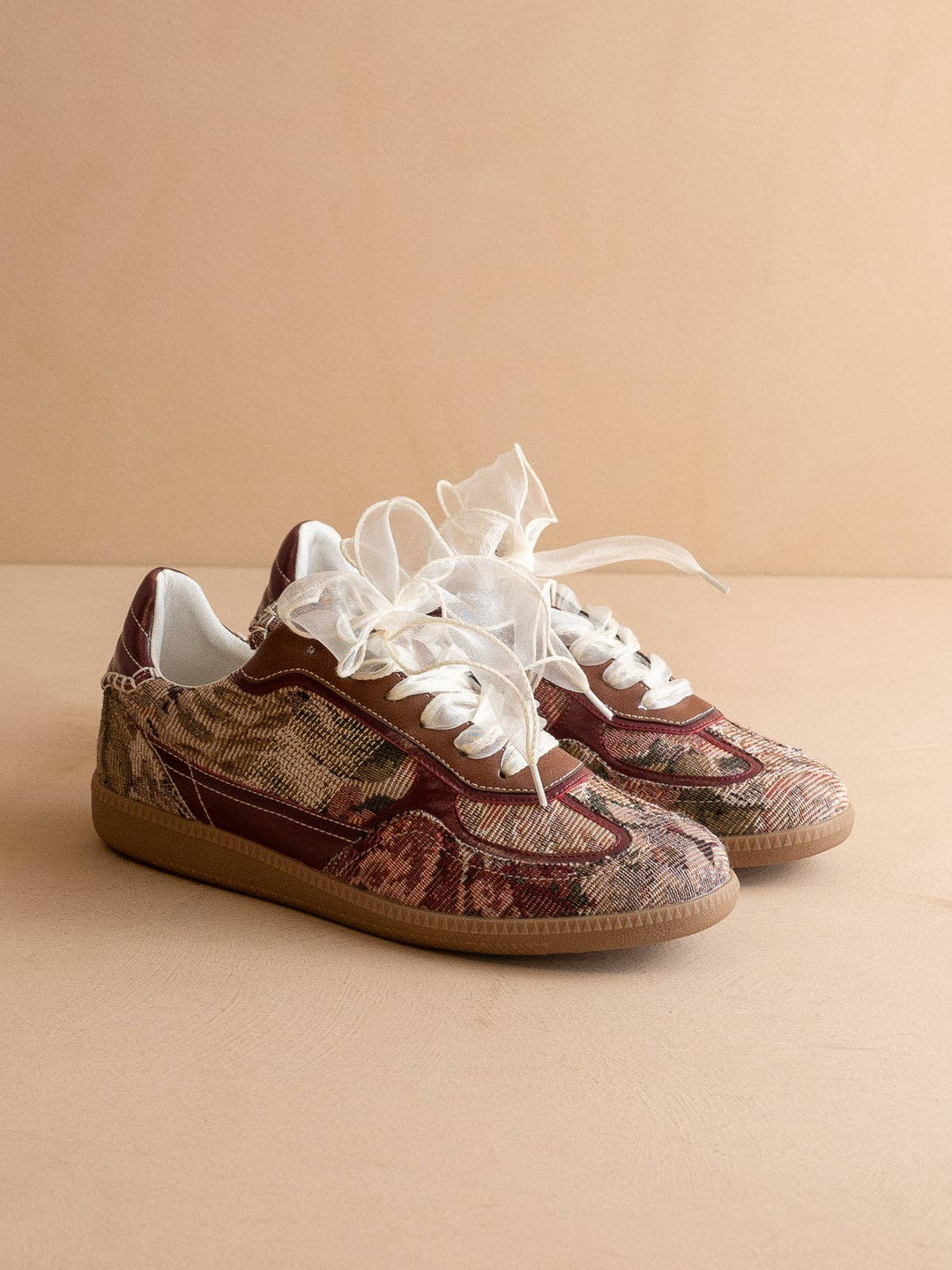 The Dalia | Mauve Tapestry Lace Up Sneaker Preorder-Boots-OASIS SOCIETY-Shop with Bloom West Boutique, Women's Fashion Boutique, Located in Houma, Louisiana