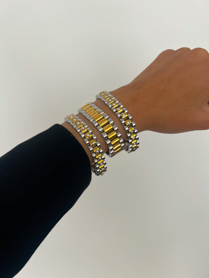 PEARL TWO TONED WATCH BAND BRACELET-Bracelet-Chansuttpearls-Shop with Bloom West Boutique, Women&