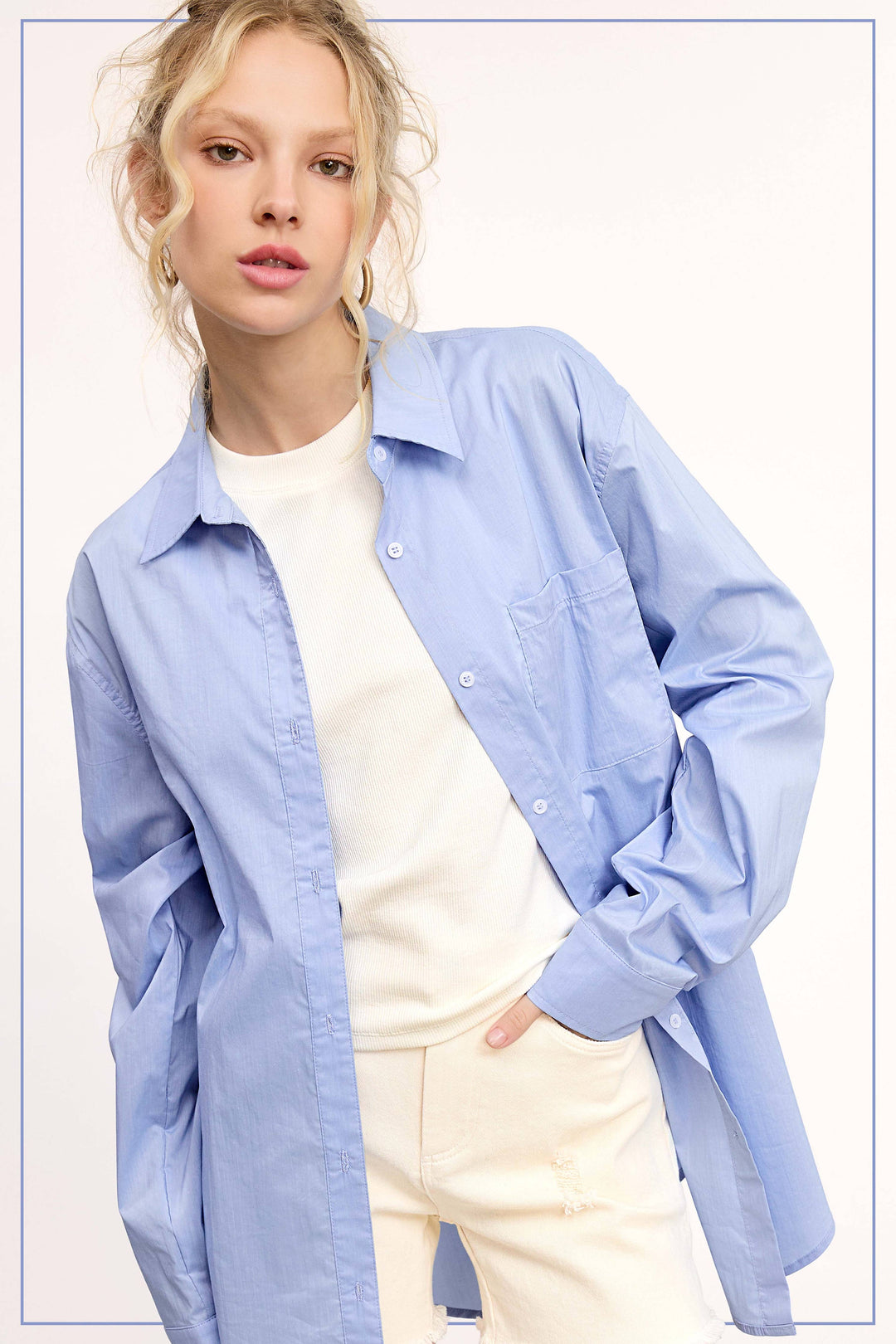 Classic Collared Button Down Poplin Shirt-Tops-La Miel-Shop with Bloom West Boutique, Women's Fashion Boutique, Located in Houma, Louisiana