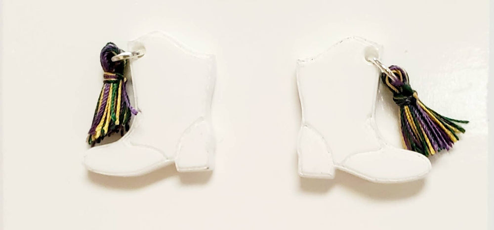 Mini Stud Mardi Gras Marching Boot Earrings-Earrings-Maggie G-Shop with Bloom West Boutique, Women's Fashion Boutique, Located in Houma, Louisiana