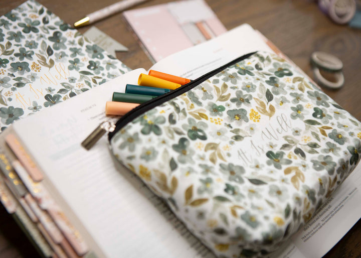 It Is Well Bible Study Pen Pouch | Bible Verse Pencil Case-Bible Accessories-Chosen & Cherished-Shop with Bloom West Boutique, Women's Fashion Boutique, Located in Houma, Louisiana