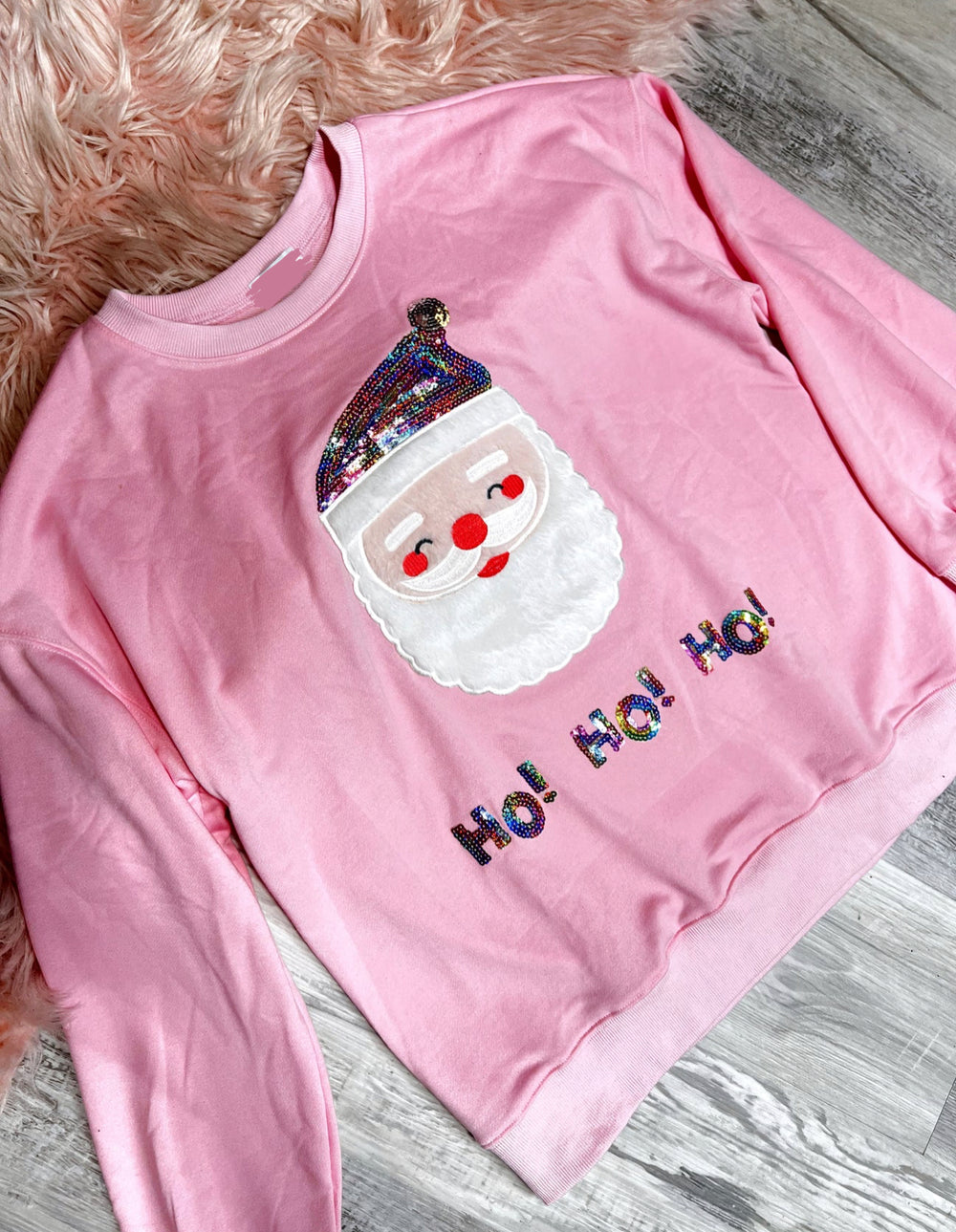 Ho Ho Ho Santa Christmas Sweater-Sweaters-#N/A-Shop with Bloom West Boutique, Women's Fashion Boutique, Located in Houma, Louisiana