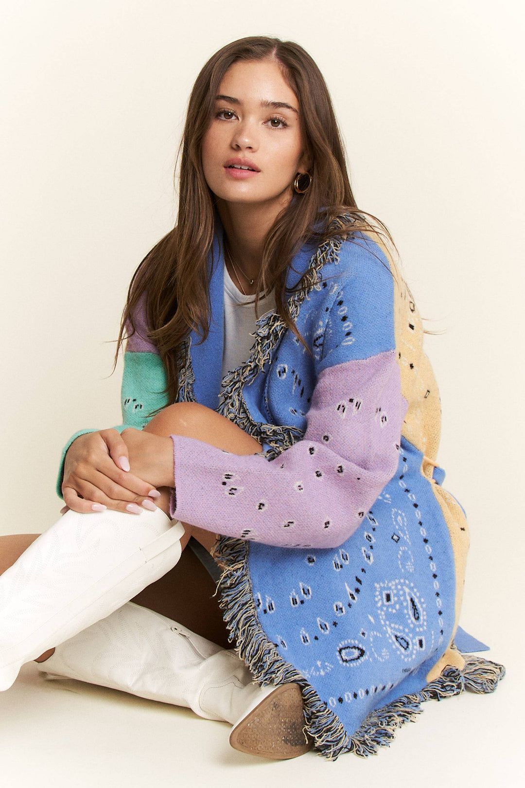 PAISLEY PRINT CONTRAST CARDIGAN-JADE BY JANE-Shop with Bloom West Boutique, Women&