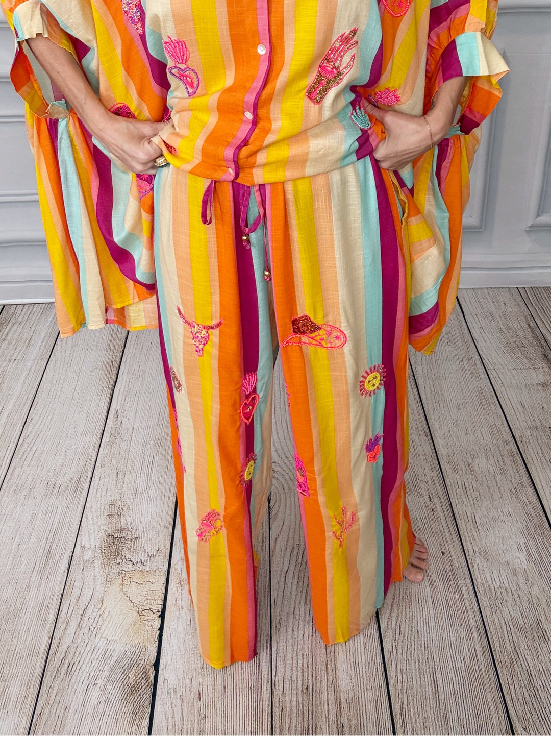 Savannah Sunshine Pants-Pants-Gold and Silver-Shop with Bloom West Boutique, Women's Fashion Boutique, Located in Houma, Louisiana