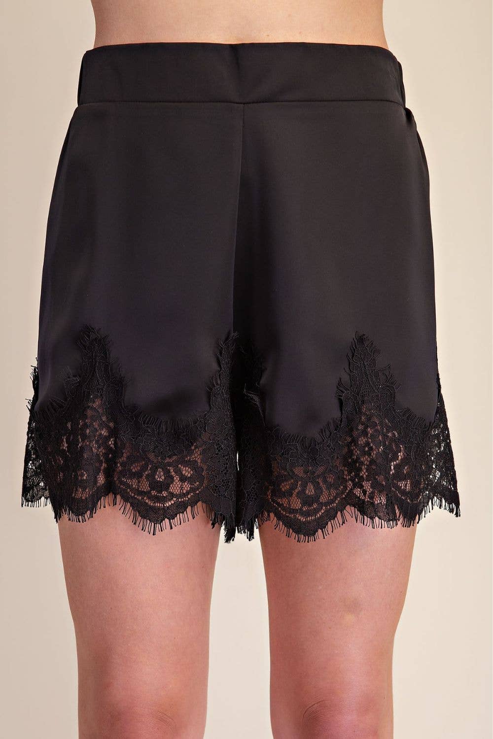Satin Short With Lace Trim Detail-Glam-Shop with Bloom West Boutique, Women&