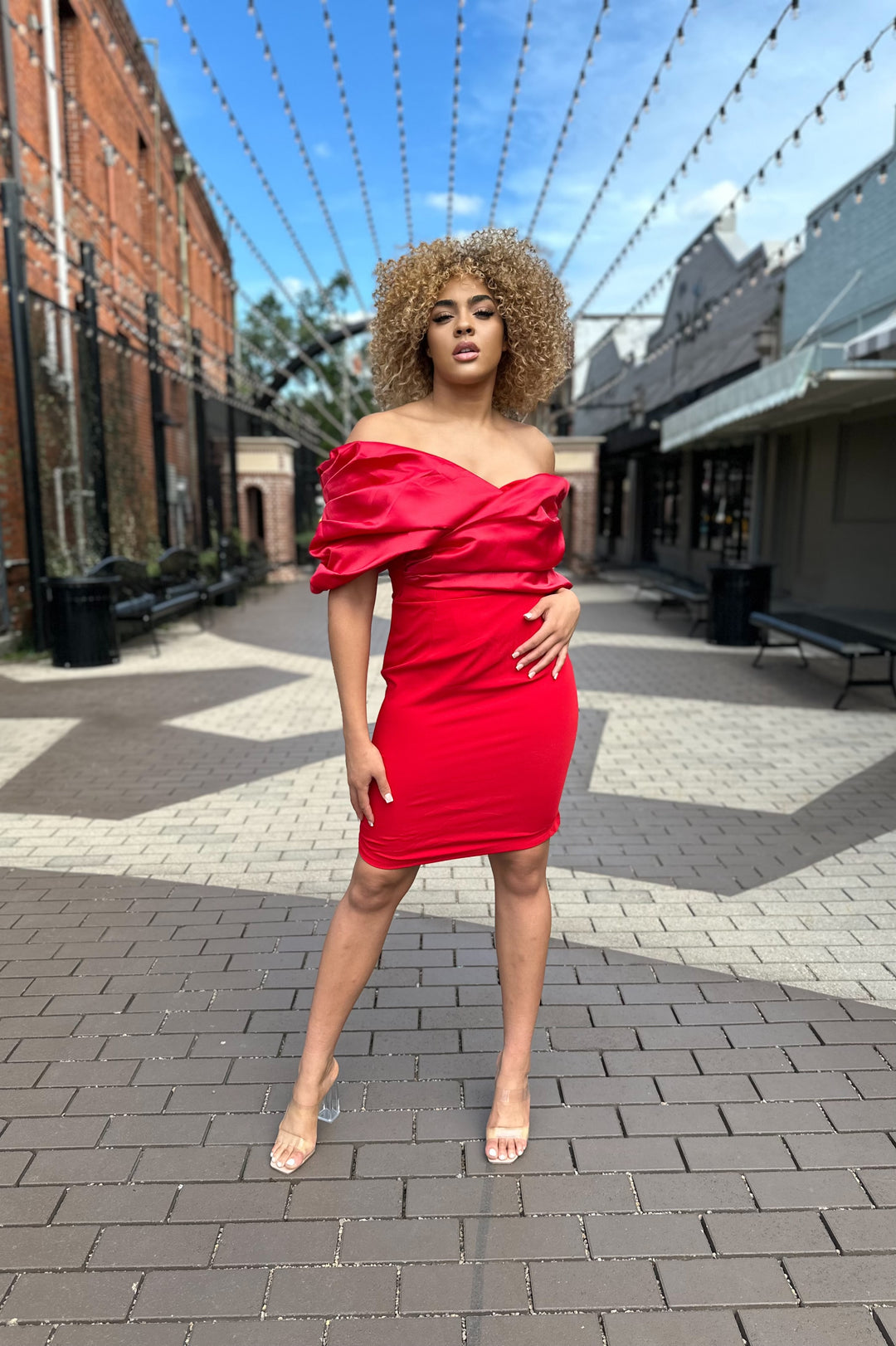 Maribelle Crepe Ruffle Dress-Semi Formal Dresses-Alieva-Shop with Bloom West Boutique, Women's Fashion Boutique, Located in Houma, Louisiana