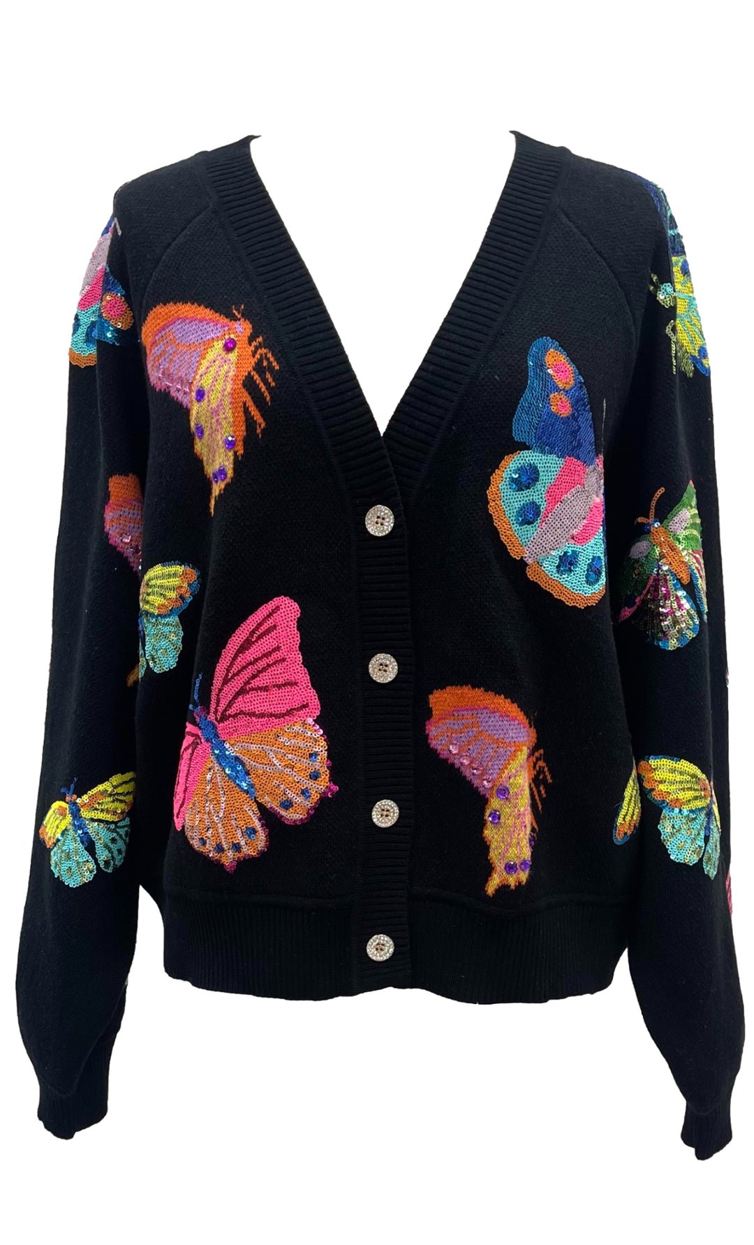 Queen Of Sparkles Big Black Butterfly Cardigan-QOS Tops-Queen Of Sparkles-Shop with Bloom West Boutique, Women's Fashion Boutique, Located in Houma, Louisiana