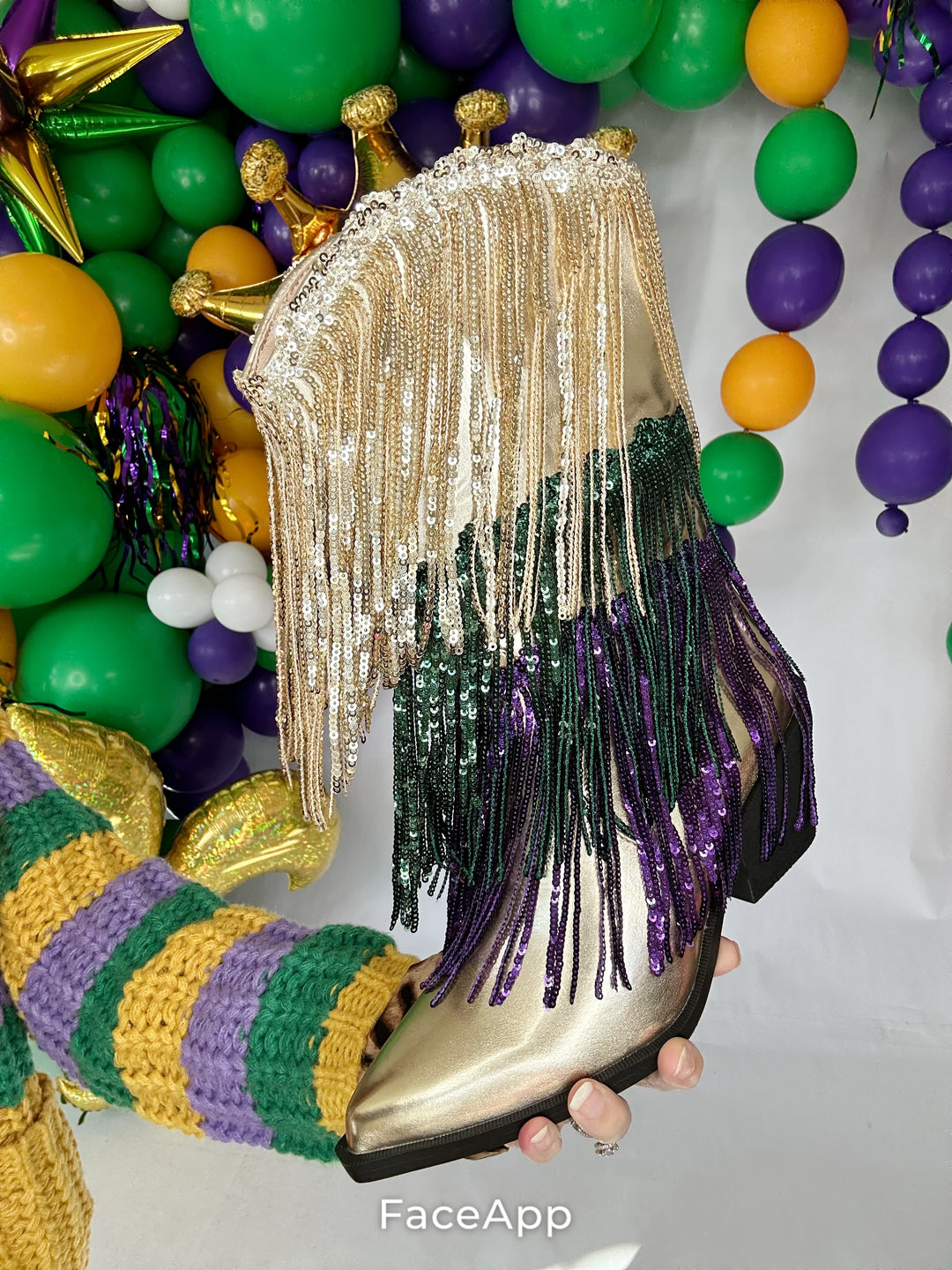 Mardi Gras sequin tassel boots-Boots-SongLily-Shop with Bloom West Boutique, Women's Fashion Boutique, Located in Houma, Louisiana