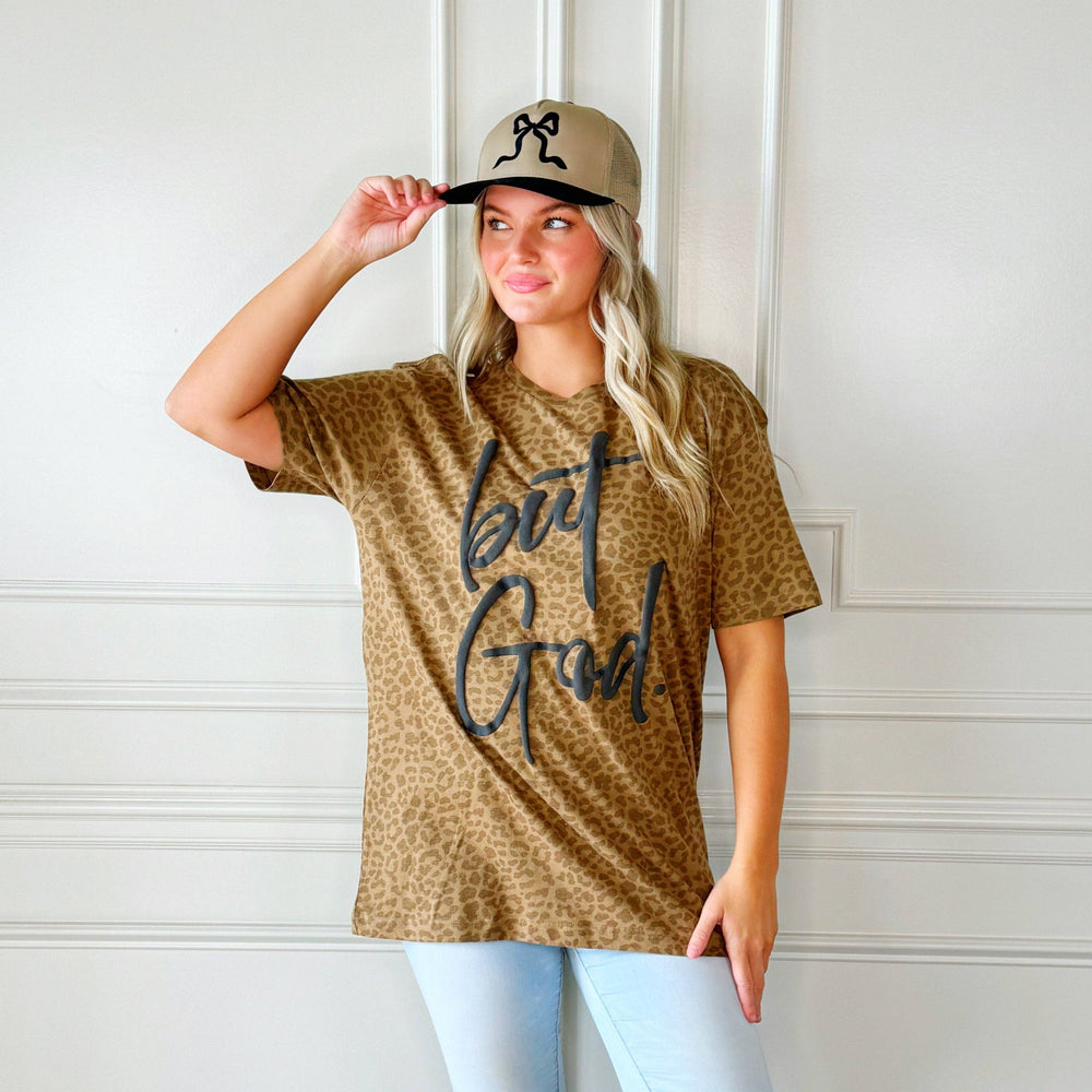 But God Brown Leopard Tee-Hats-Poppy & Pine-Shop with Bloom West Boutique, Women's Fashion Boutique, Located in Houma, Louisiana