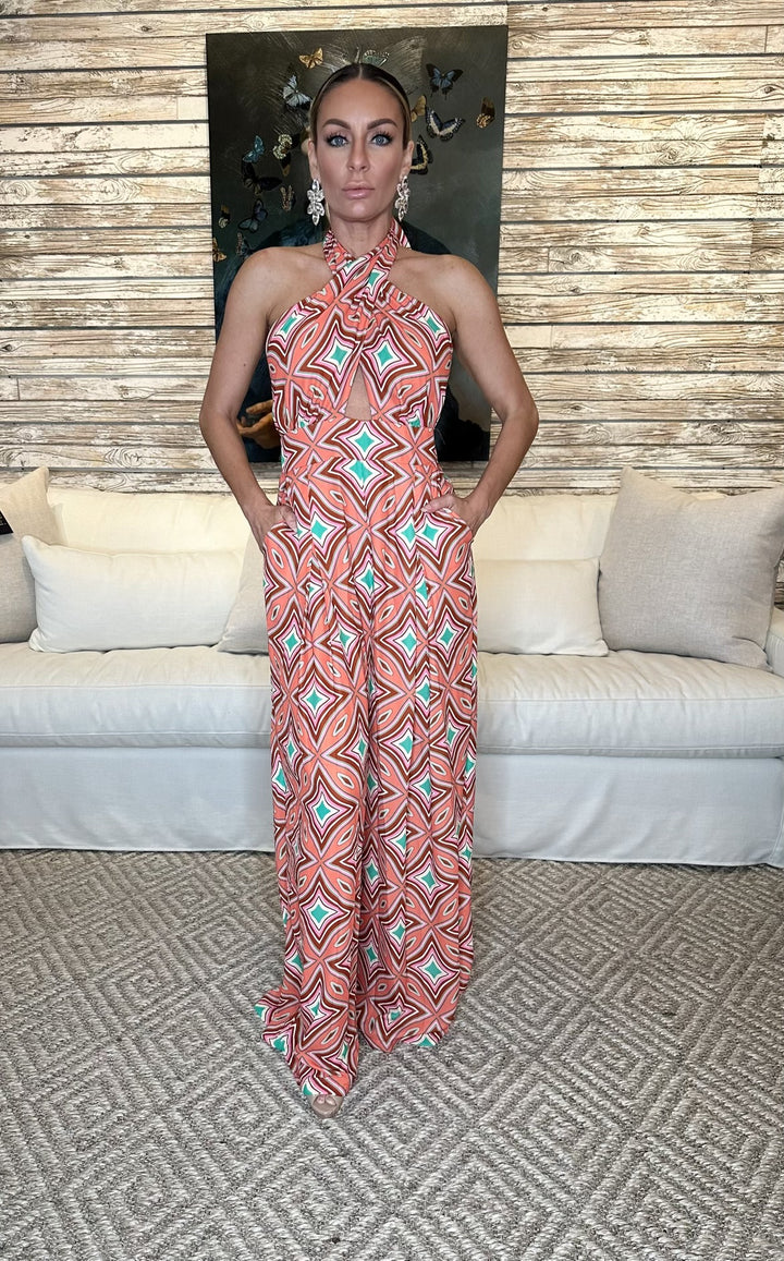Bryony abstract Printed Woven Jumpsuit-Jumpsuits-Bloom West Boutique-Shop with Bloom West Boutique, Women's Fashion Boutique, Located in Houma, Louisiana