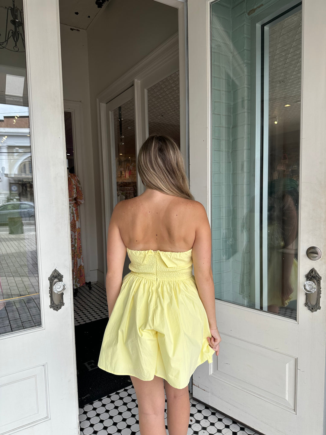 Amelia Smocked Back Tube Top Romper-Rompers-mable-Shop with Bloom West Boutique, Women's Fashion Boutique, Located in Houma, Louisiana