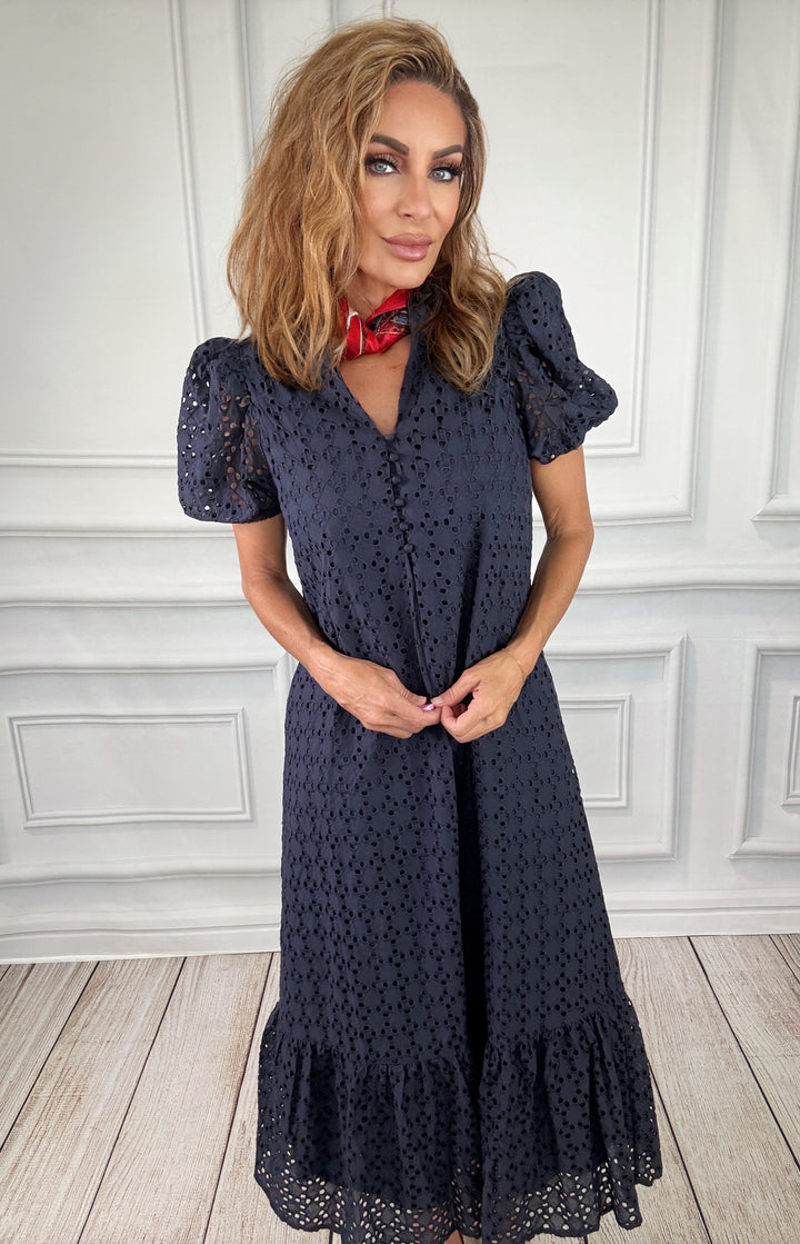 Eyelets In The Stream Midi Dress-Midi Dresses-Entro-Shop with Bloom West Boutique, Women&