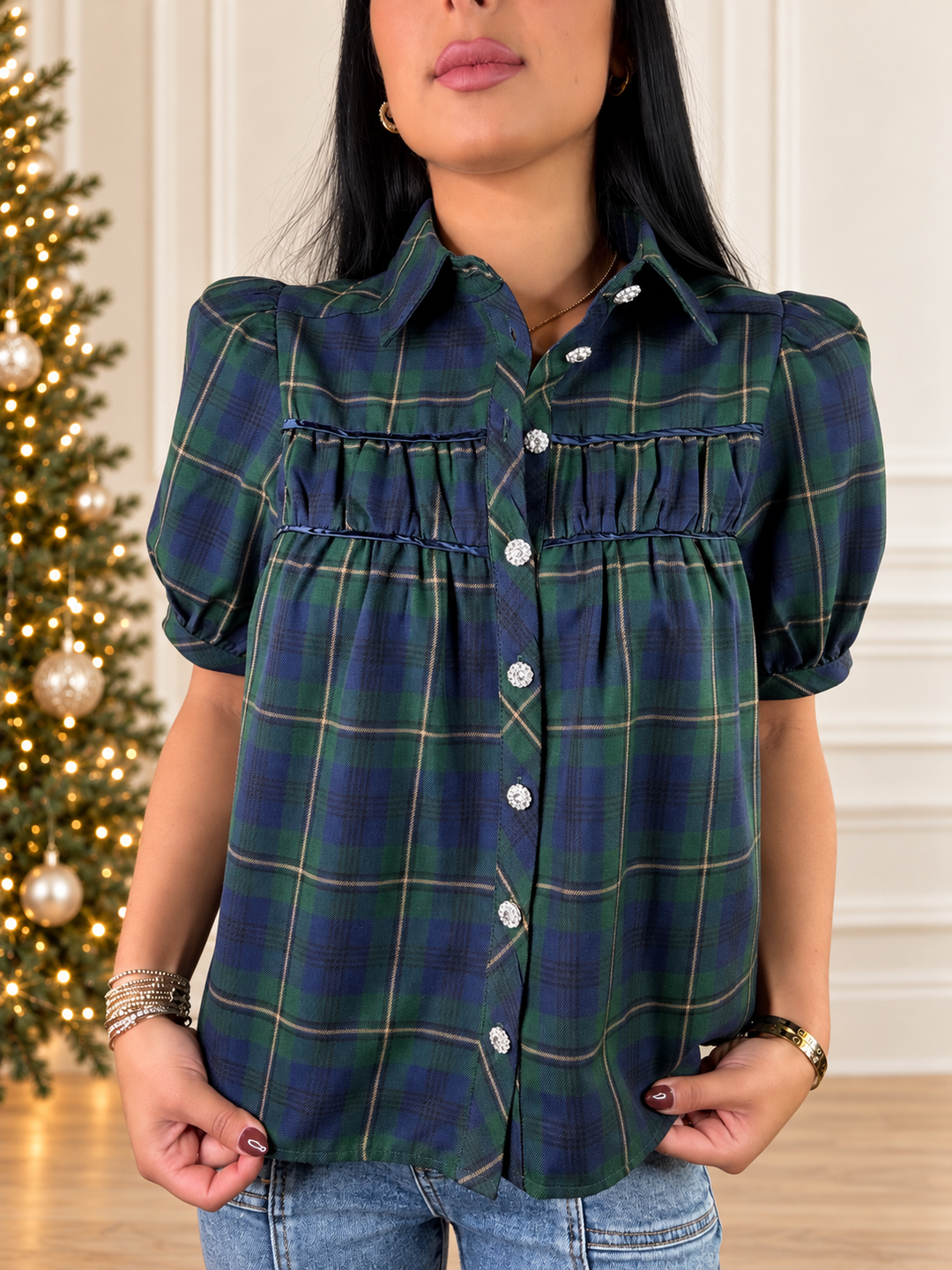 Plaid &amp; Poise Top-Tops-Entro-Shop with Bloom West Boutique, Women&