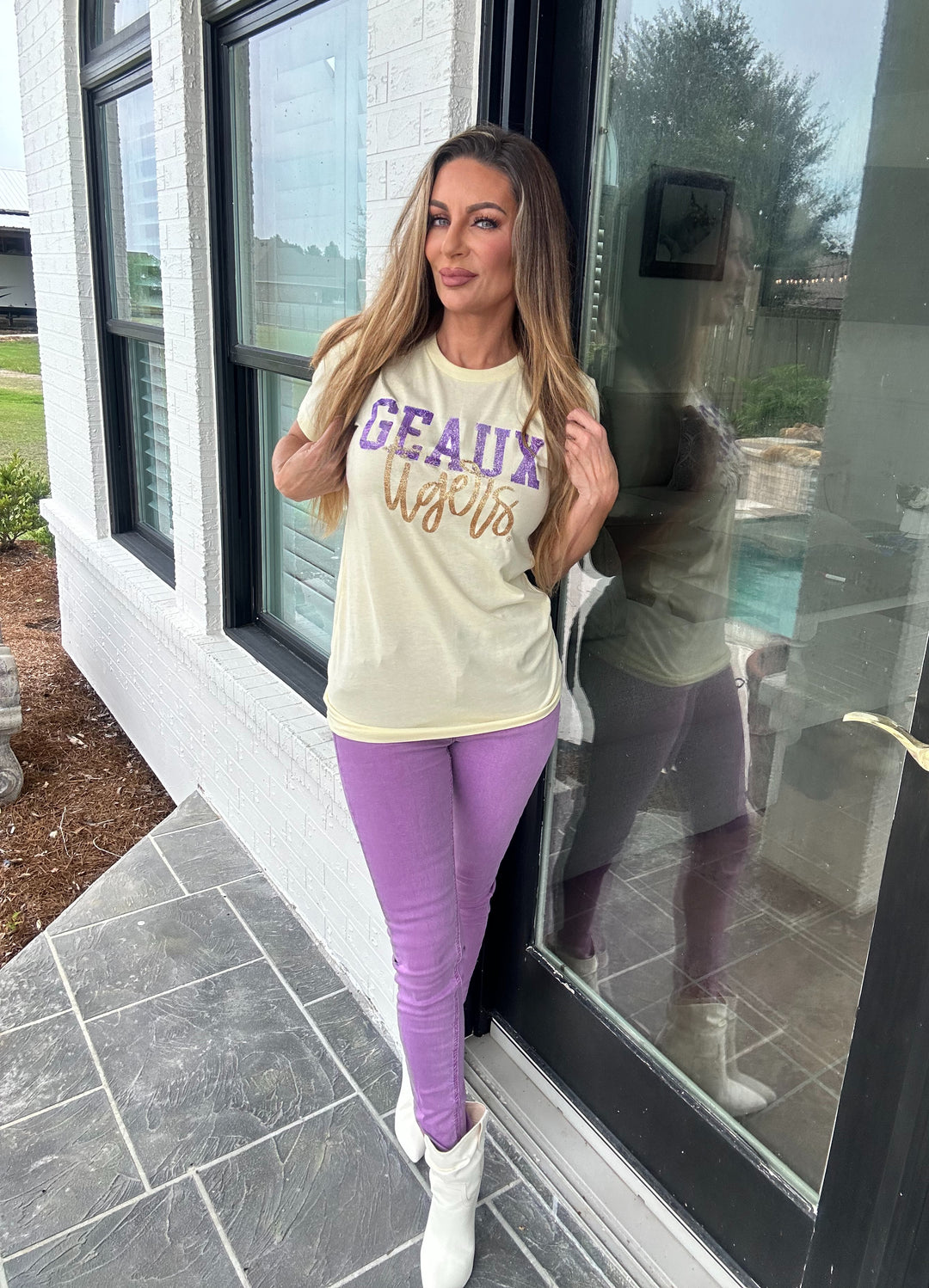 Geaux Tiger Glitter Shirt-Graphic Tees-Geauxing Southern Boutique-Shop with Bloom West Boutique, Women's Fashion Boutique, Located in Houma, Louisiana