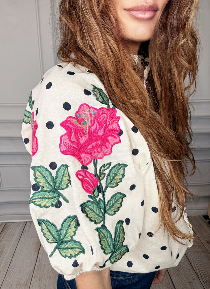 THML Pearl Society Dot Top-Tops-THML-Shop with Bloom West Boutique, Women's Fashion Boutique, Located in Houma, Louisiana