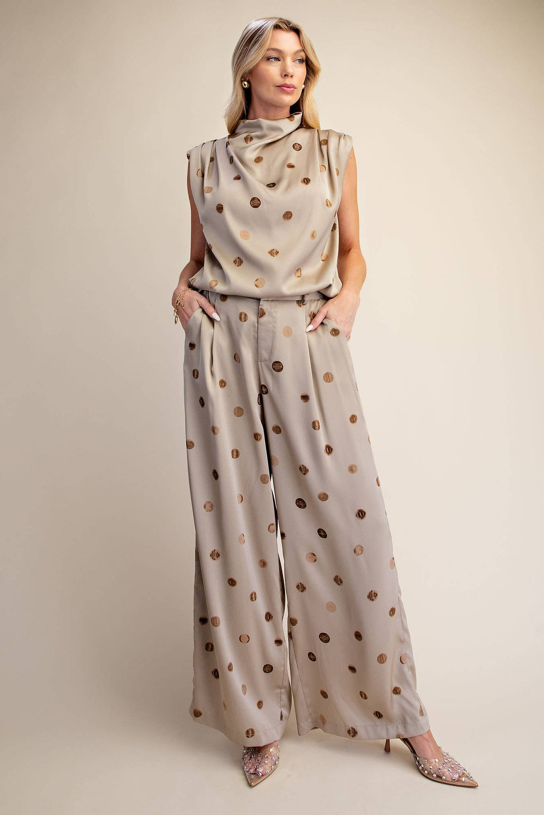 Tailored Wide Polka Dot High Waist Pants-Glam-Shop with Bloom West Boutique, Women&