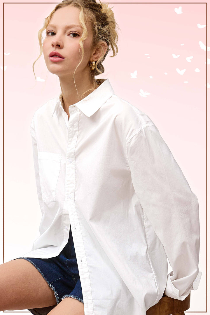 Classic Collared Button Down Poplin Shirt-Tops-La Miel-Shop with Bloom West Boutique, Women's Fashion Boutique, Located in Houma, Louisiana