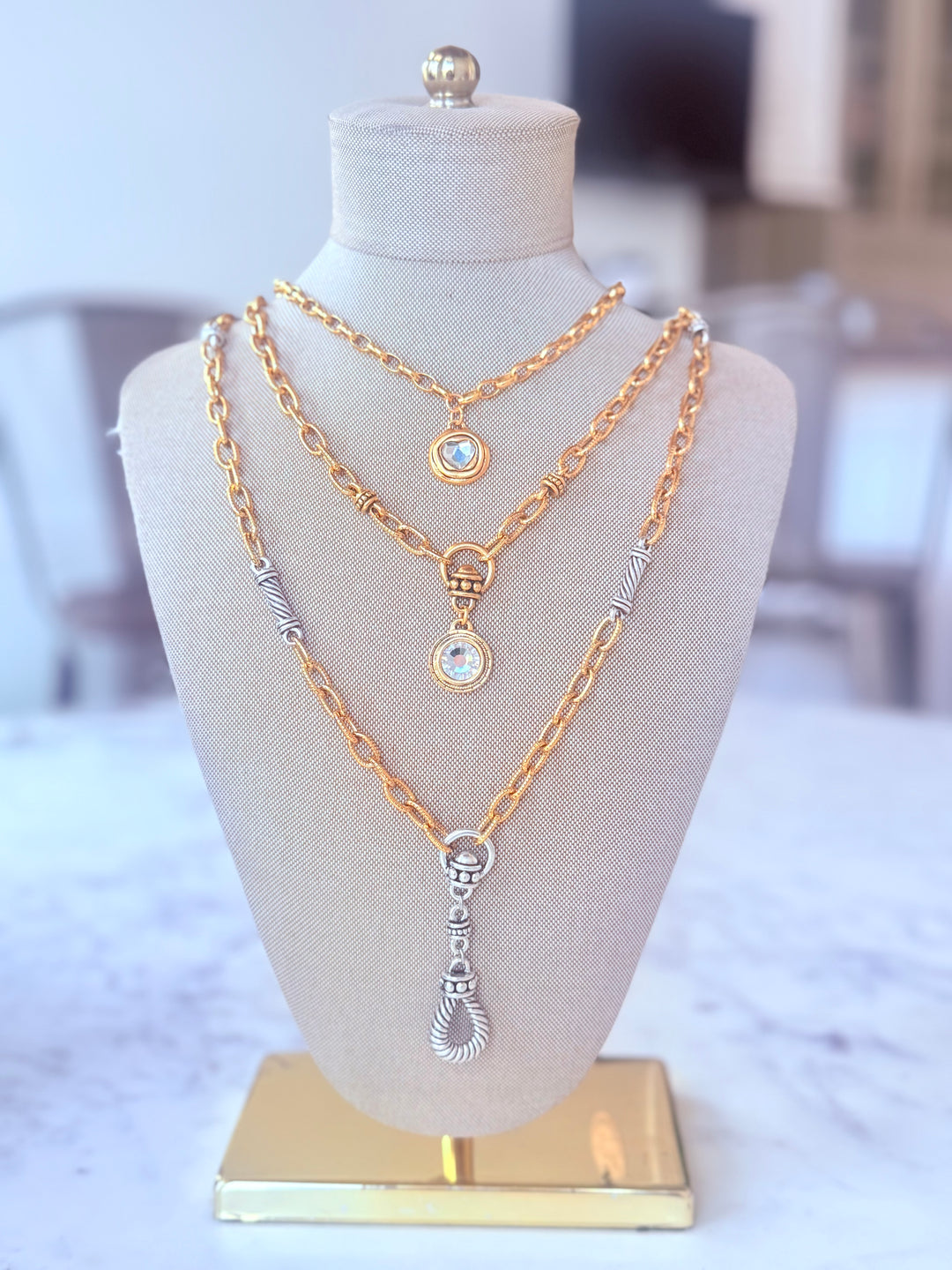 Erin Knight Gold Necklace w Swarovski Crystal Heart-Necklaces-Erin Knight Designs-Shop with Bloom West Boutique, Women's Fashion Boutique, Located in Houma, Louisiana