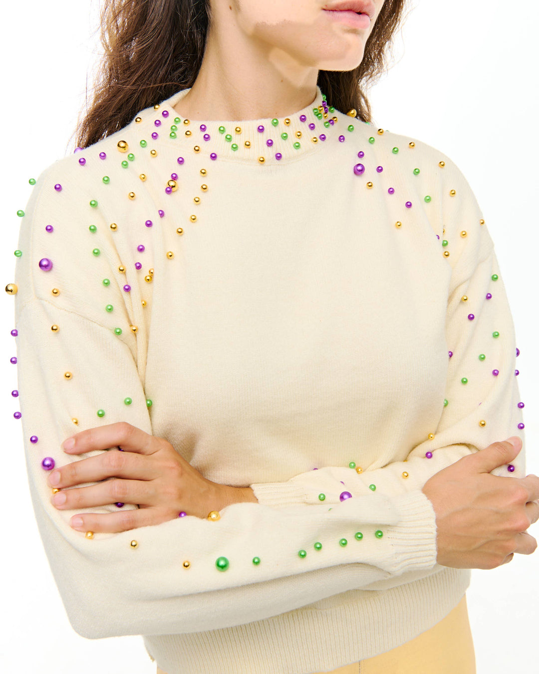 Mardi Gras Pearl Sweater Pre Order