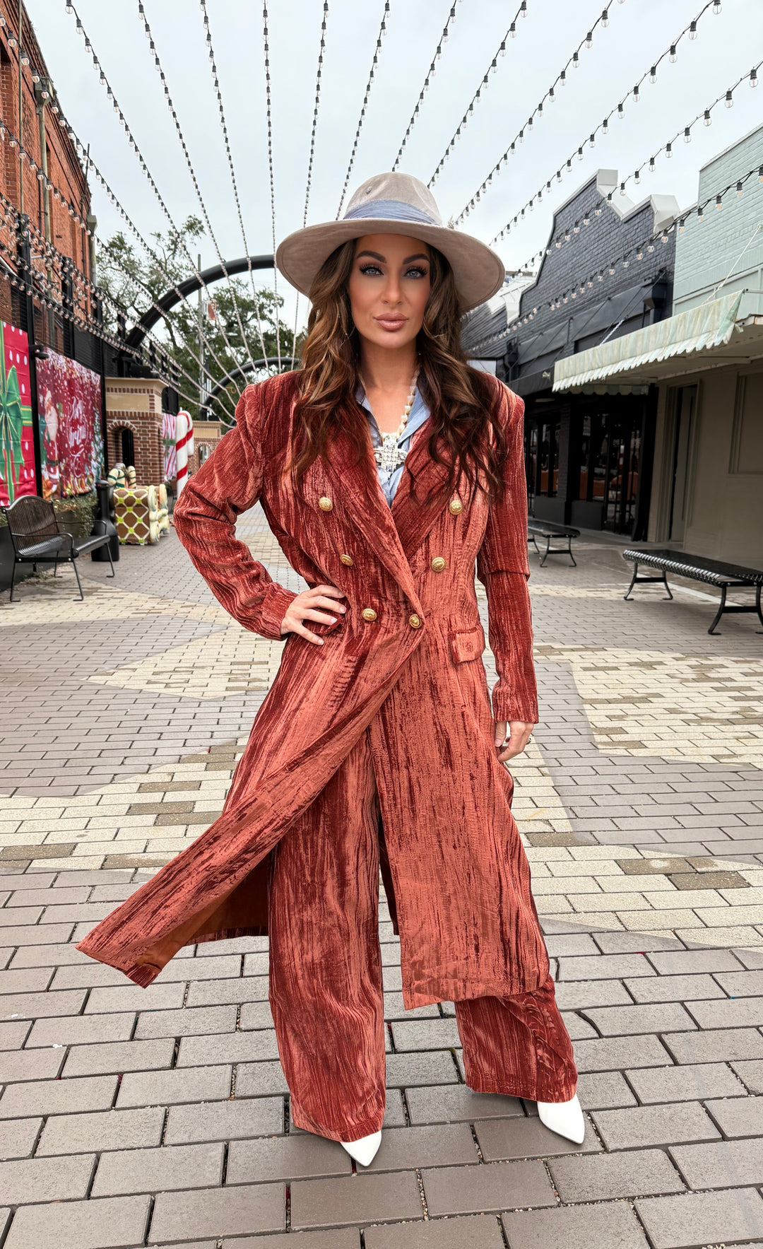 Esme Velvet Double Breasted Trench Coat-Jackets-fore collection-Shop with Bloom West Boutique, Women's Fashion Boutique, Located in Houma, Louisiana