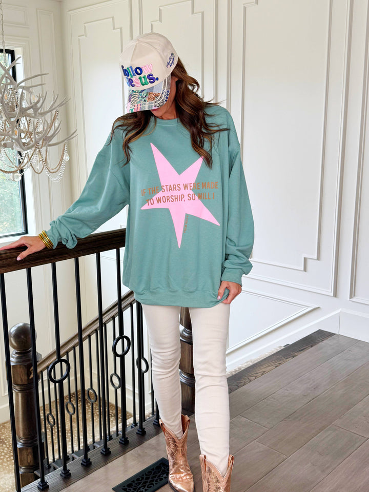 Stars Were Made To Worship Sweatshirt-Tops-Poppy & Pine-Shop with Bloom West Boutique, Women's Fashion Boutique, Located in Houma, Louisiana