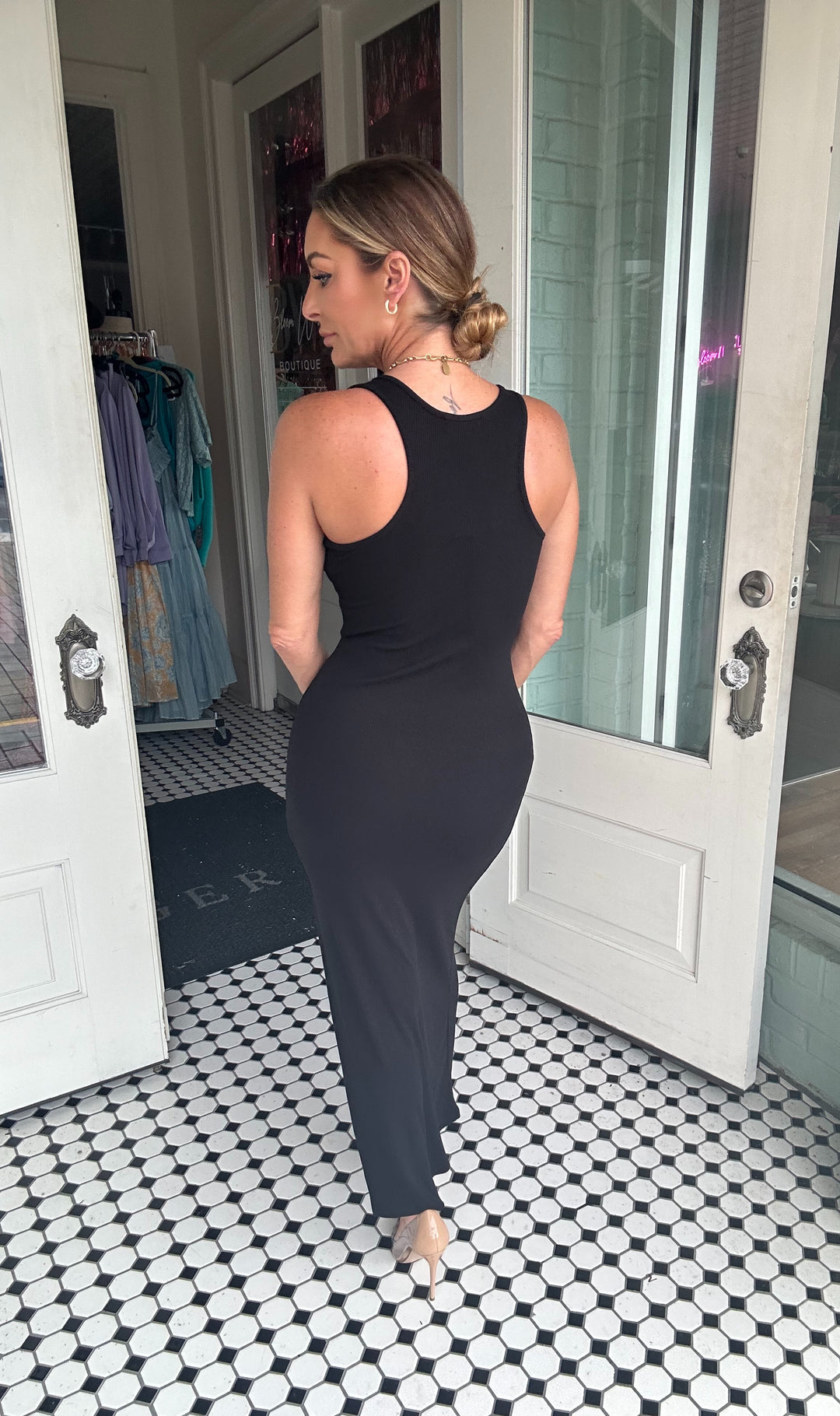 Britt Full Length Ribbed Sleeveless Dress-Midi Dresses-Popular 21-Shop with Bloom West Boutique, Women's Fashion Boutique, Located in Houma, Louisiana