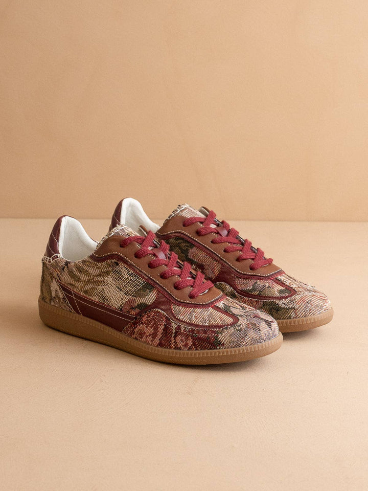 The Dalia | Mauve Tapestry Lace Up Sneaker Preorder-Boots-OASIS SOCIETY-Shop with Bloom West Boutique, Women's Fashion Boutique, Located in Houma, Louisiana