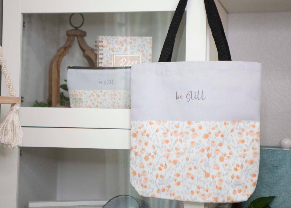 Floral Be Still Tote Bag | Tote Bag for Bible-Bible Accessories-Chosen & Cherished-Shop with Bloom West Boutique, Women's Fashion Boutique, Located in Houma, Louisiana