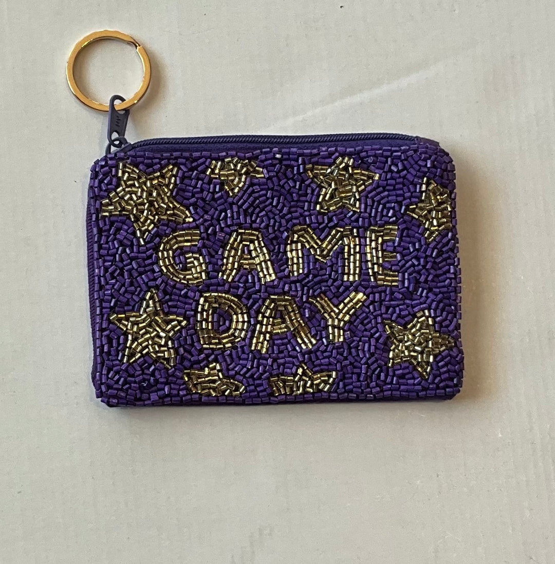 Purple/Gold Game Day Key Chain Pouch-Handbags-Treasure Jewels-Shop with Bloom West Boutique, Women's Fashion Boutique, Located in Houma, Louisiana