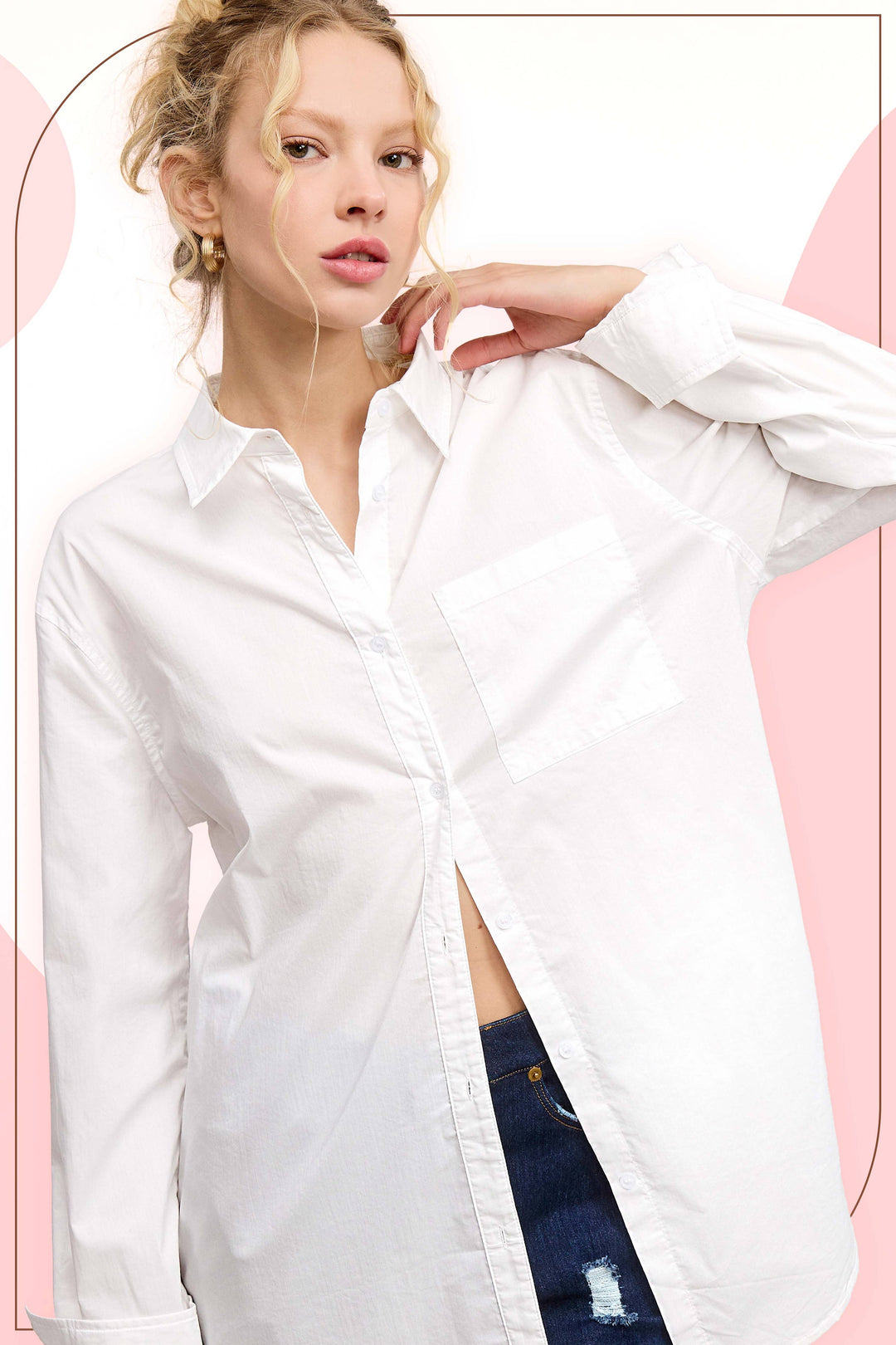 Classic Collared Button Down Poplin Shirt-Tops-La Miel-Shop with Bloom West Boutique, Women's Fashion Boutique, Located in Houma, Louisiana
