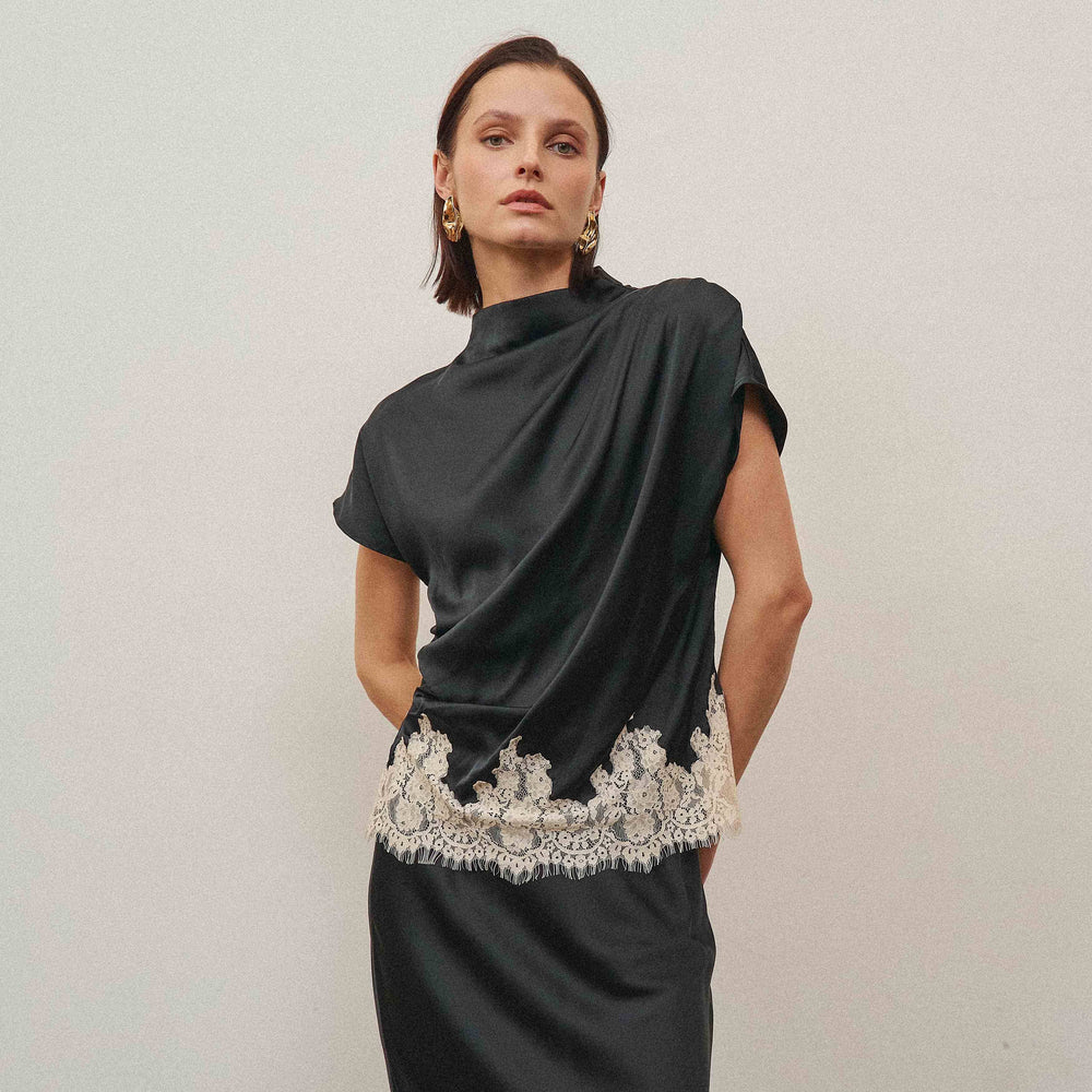 AT3558 Lace satin top-Able-Shop with Bloom West Boutique, Women's Fashion Boutique, Located in Houma, Louisiana