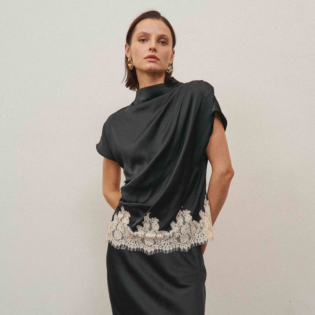 AT3558 Lace satin top-Able-Shop with Bloom West Boutique, Women&